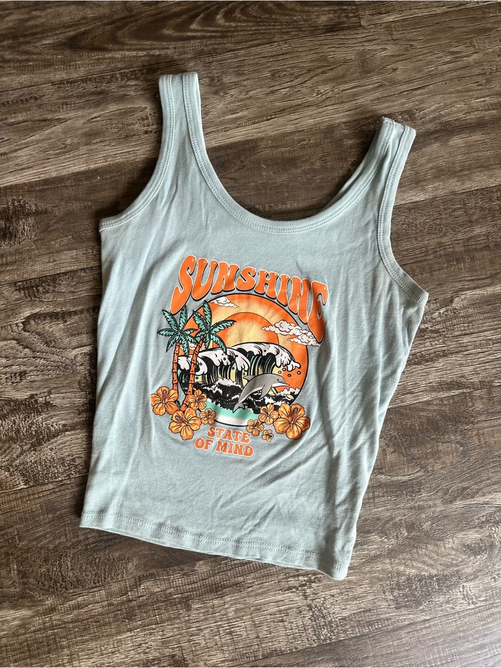 Sunshine Graphic Tank Top - Light Aqua